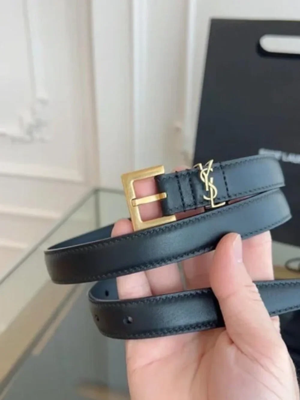 Saint Laurent Black Belt 90cm - New with Box - Picture 3 of 5
